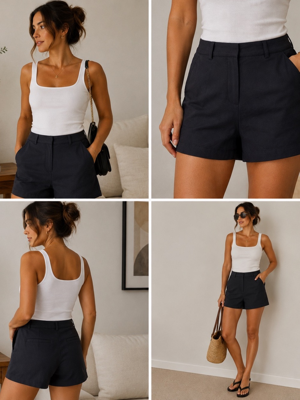 Rachel Zoe Black Tailored High-Rise Women's Shorts